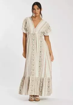 Платье макси V NECK South Beach, серо-коричневый