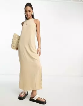 Платье макси Vero Moda – каменно-бежевого цвета со спинкой-борцовкой