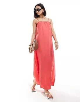 Платье макси Vero Moda – маково-красного цвета на бретелях