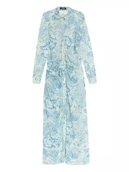 Платье макси Versace Barocco с принтом, синий