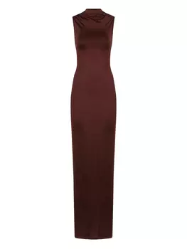Платье макси Victoria Beckham с открытым вырезом и открытой спиной, коричневый