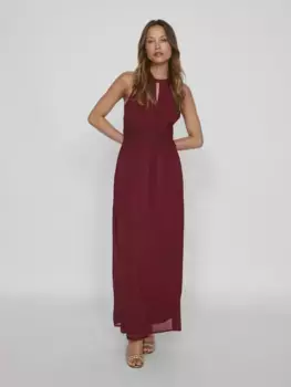 Платье макси Vila "VIMILINA HALTERNECK MAXI DRESS - NOOS", цвет Cabernet Detail:Elastic