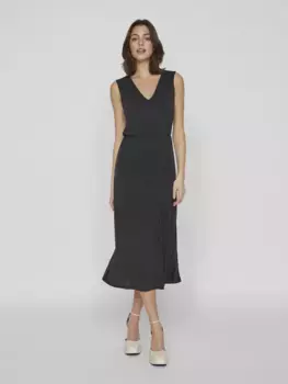 Платье макси Vila "VIMODALA V-NECK S/L MIDI DRESS - NOOS", черный