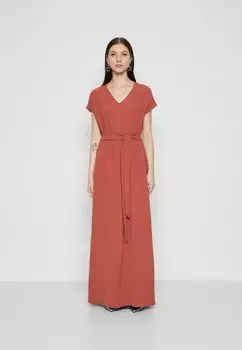 Платье макси VMALVA V NECK DRESS Vero Moda, цвет marsala