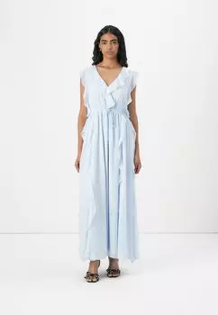 Платье макси VMCARMEN V NECK LONG DRESS Vero Moda, светло-голубой