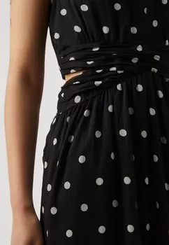Платье макси Vmsmilla V Neck Ankle Dress Vero Moda, черное/белоснежное