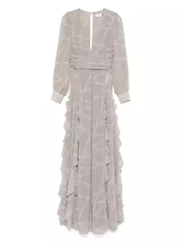 Платье макси в горошек Elisabetta Franchi, нейтральный