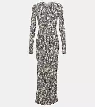 Платье макси в горошек Saint Laurent, мультиколор