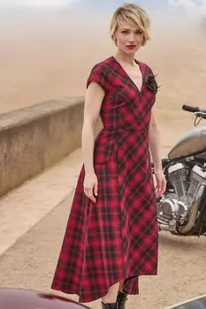 Платье макси в клетку тартан со шнуровкой и корсажем Joe Browns, красный