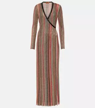 Платье макси в металлизированную полоску Missoni, черный