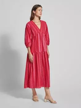 Платье макси в многоярусном стиле, модель «GENI» Mango, розовый