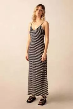 Платье макси в полоску Ro&Zo, черный