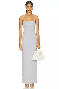 Платье макси в рубчик на бретельках Grlfrnd, цвет Heather Grey