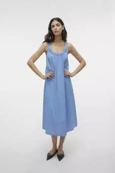 Платье макси в рубчик на бретелях завязывающихся сзади Vero Moda, синий