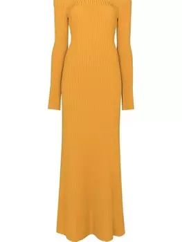 Платье макси в рубчик с открытыми плечами Chlo, оранжевый