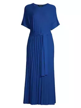 Платье макси в рубчик с поясом Misook, синий
