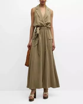 Платье макси в стиле милитари Mayer L'Agence, цвет Covert Green