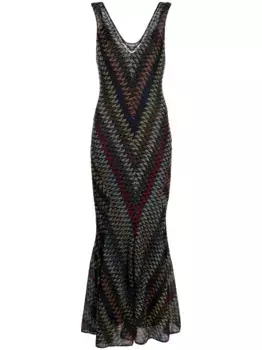 Платье макси в технике кроше с узором зигзаг Missoni, черный