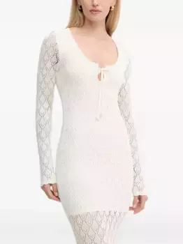 Платье макси в технике кроше со шнуровкой GUESS USA, белый