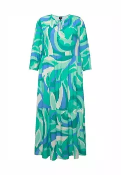 Платье макси WAVE PRINT 3/4 SLEEVE Ulla Popken, бирюзовый