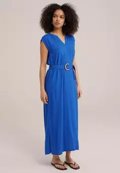 Платье макси WE Fashion, синий металлик