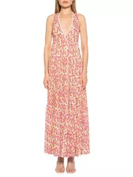 Платье - Макси Ярусное Alexia Admor Tezzi с V-образным вырезом, vintage ditzy