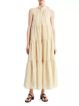 Платье - Макси Ярусное Theory с лямкой на шее, flax