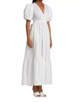 Платье - Макси Ярусное Xirena Larkyn из хлопка, белый