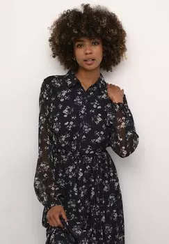 Платье макси YUNA Cream, пестрый черный