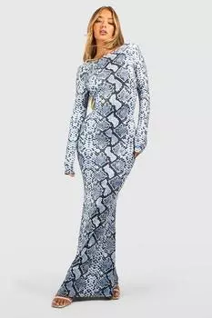 Платье макси змеи Boohoo, разноцветный