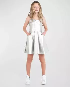 Платье Melissa на тонких бретельках металлик для девочек, размер 7–16 Zoe, цвет Silver