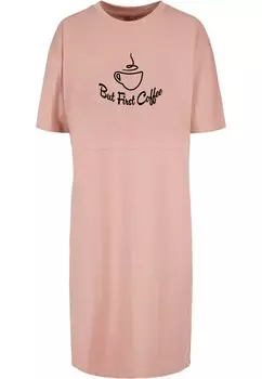 Платье Merchcode BUT FIRST COFFEE, темно-розовый