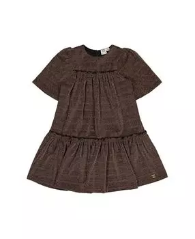 Платье металлик с короткими рукавами и оборками для девочек - Little Kid Deux par Deux, коричневый