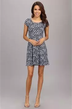 Платье Michael Kors Cap Sleeve Flare Dress, темно-синий