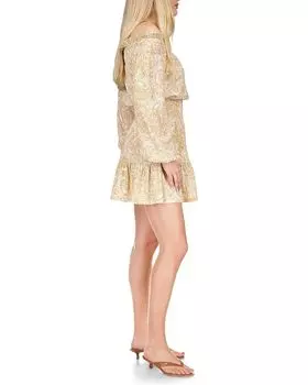 Платье Michael Kors Crinkle Off-the-Shoulder Mini Dress, хаки