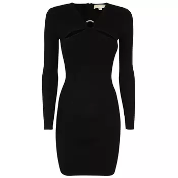Платье Michael Kors Cut-out Ribbed Knit Mini, черный