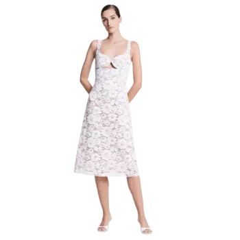 Платье Michael Kors Cutout Floral Lace Sheath, белый