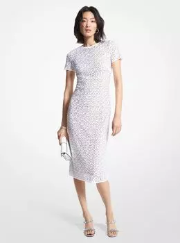 Платье Michael Kors Embellished Laser Cut Scuba, белый