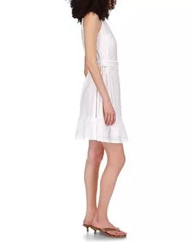 Платье Michael Kors Eyelet Mock Neck Belted Mini Dress, белый