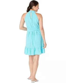 Платье Michael Kors Eyelet Mock Neck Belted Mini Dress, цвет Turquoise