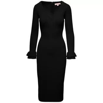 Платье Michael Kors Fitted Midi Rib Knit In Recycled Viscose Blend, черный