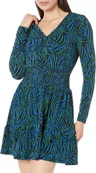 Платье Michael Kors Long Sleeve Zebra Smock Waist Dress, цвет Royal