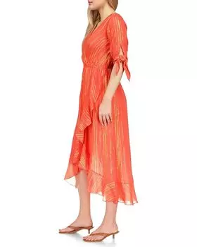 Платье Michael Kors Metallic Crepe Wrap Dress, цвет Sangria