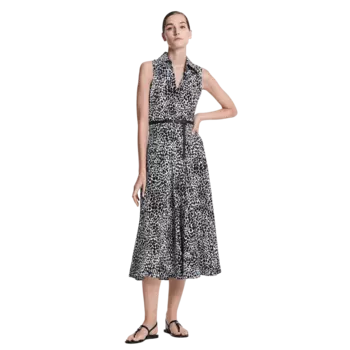 Платье Michael Kors Ocelot Silk Crepe De Chine Sleeveless, черный/белый