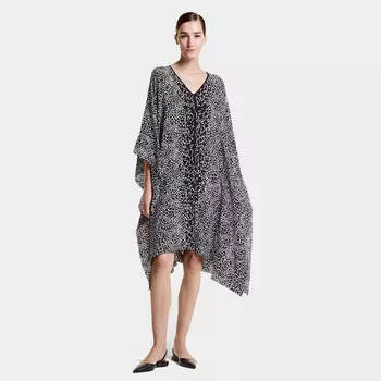Платье Michael Kors Ocelot Silk Crepe De Chine, черный/белый