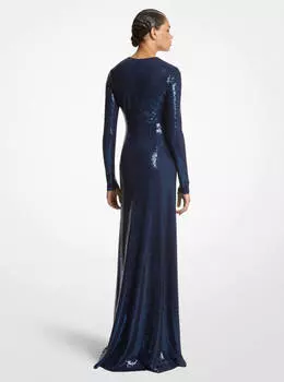 Платье Michael Kors Paillette Matte Jersey, темно-синий