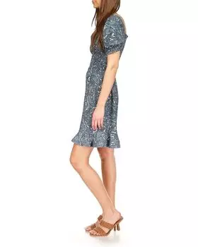 Платье Michael Kors Paisley Smocked Mini Short Sleeve Dress, цвет Midnight Blue