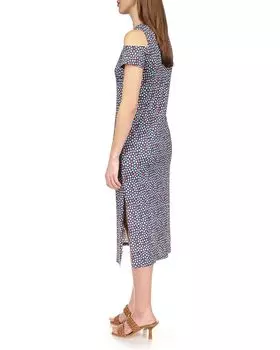 Платье Michael Kors Palm Cold-Shoulder Midi Dress, цвет Midnight Blue