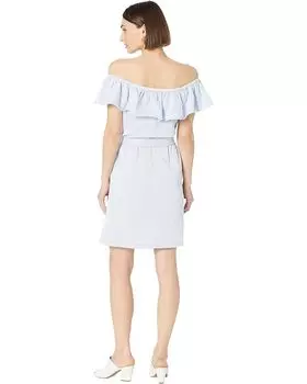 Платье Michael Kors Petite Ruffle Neck Midi Dress, цвет Crew Blue