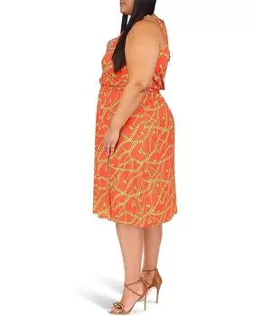 Платье Michael Kors Plus Size Chain Neck Midi Dress, цвет Optic Orange